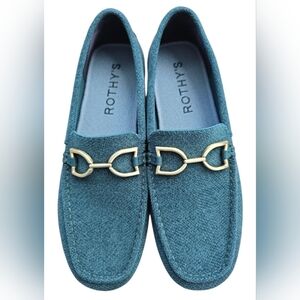 Rothy's Women's Size 12 ReVelvet Double Bit Driver in Everglade jade green EUC